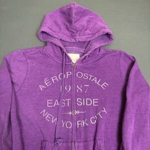 Aeropostale East Side NYC Purple Full Zip Hoodie Size Medium Women's Y2K